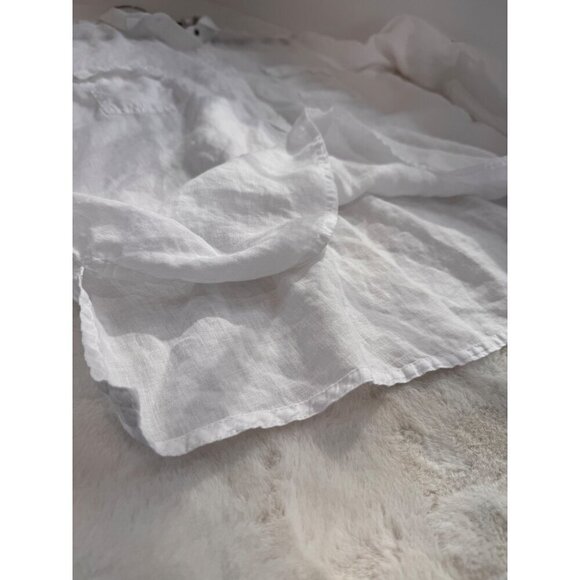 Chico's Size 3 White 100% Linen Long Sleeve Button-Up Blouse w/Roll-Tab Sleeves - Picture 6 of 13